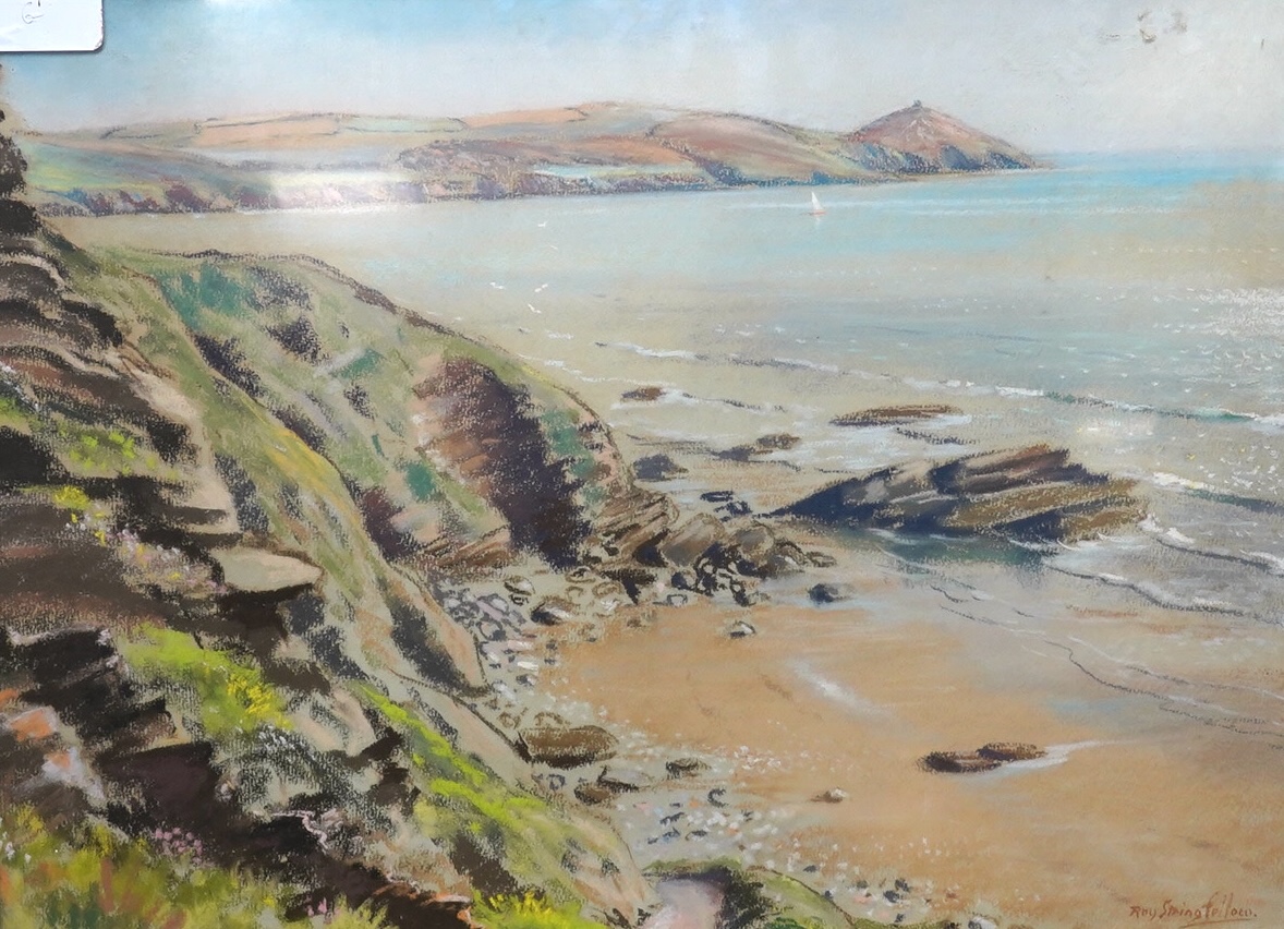 Roy Stringfellow (1921-2008), pastel, 'Tregonhawke beach, Whitsand Bay', signed, 39 x 54cm. Condition - fair